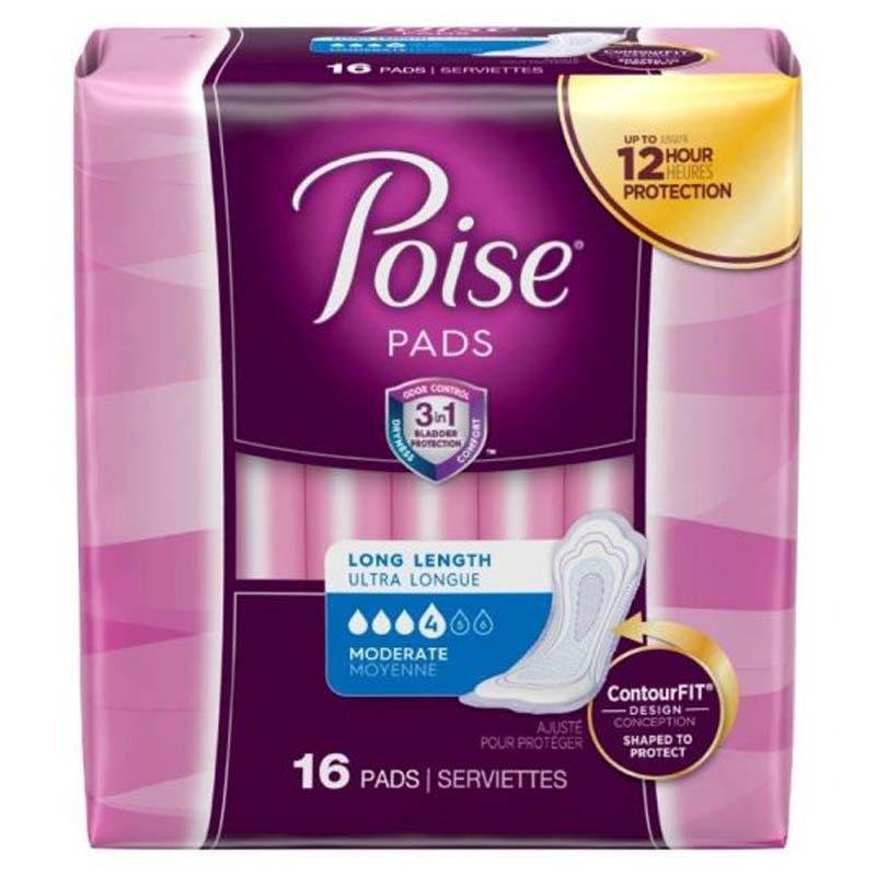 POISE PADS MODERATE ABSORB LONG-16'S - Brydens Antigua